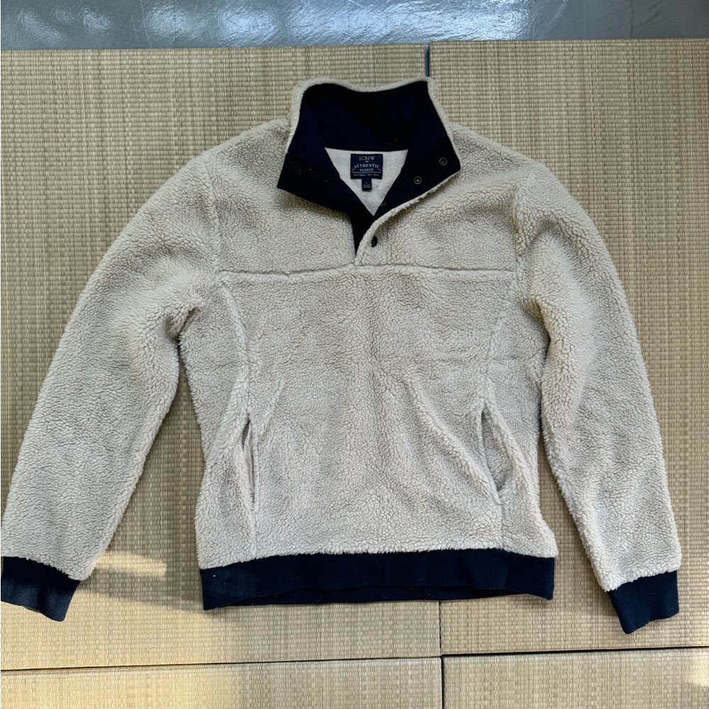 J. Crew White Sherpa Pullover, S